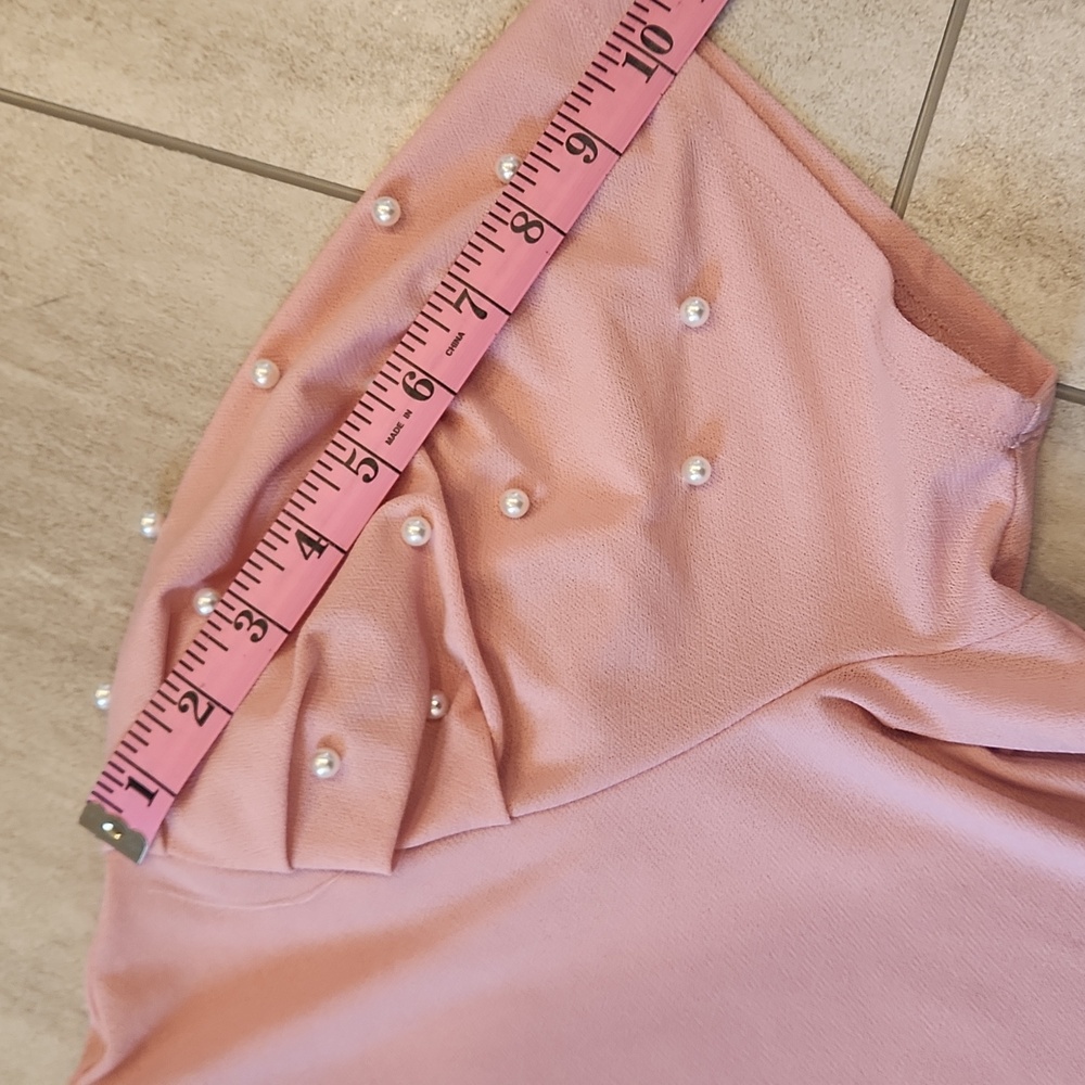 Pink Pearl Embellished Women's Top, Short Sleeved Sz XL, Round Neck Tshirt Style - Picture 8 of 8